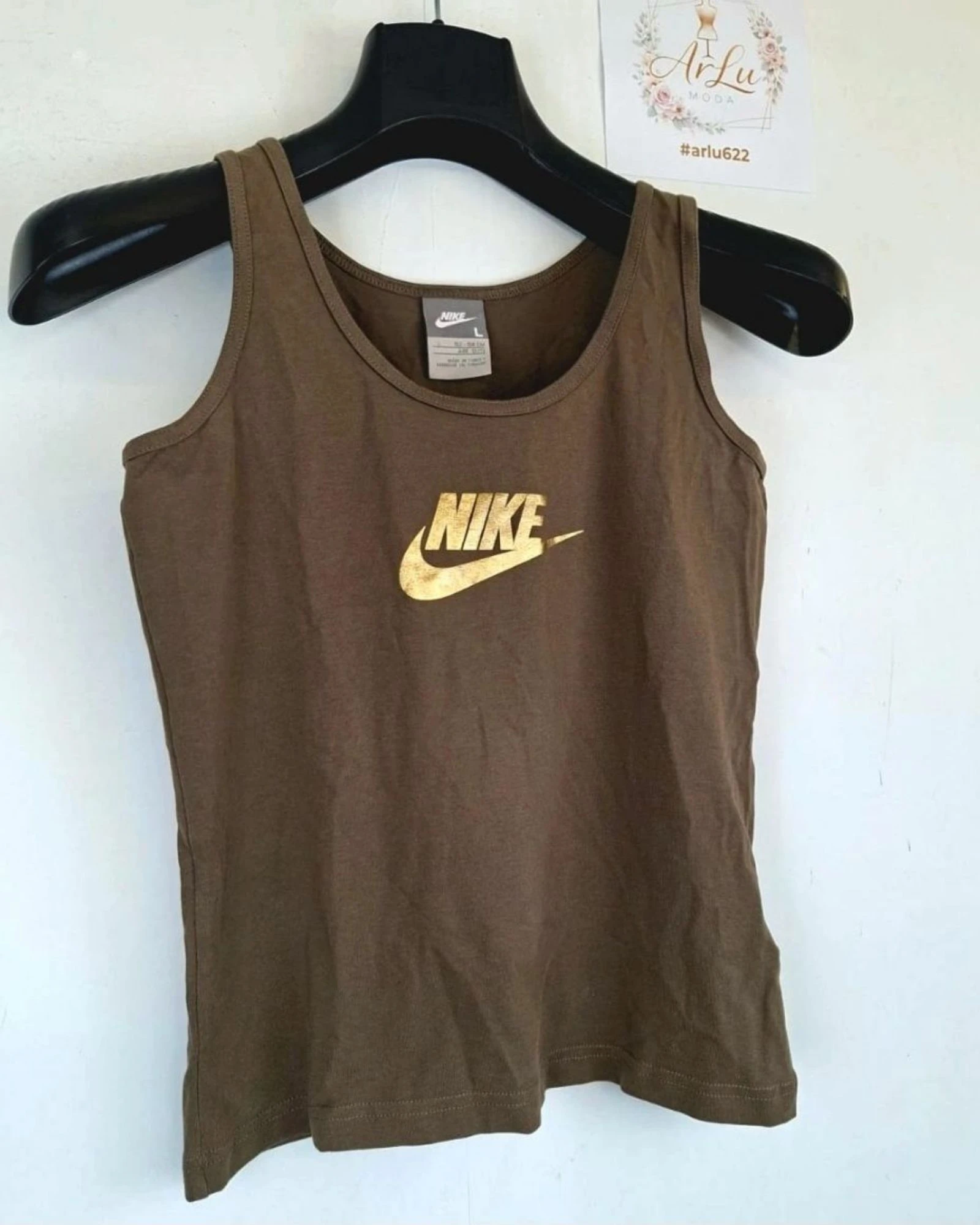 Nike Tank Top Vintage Bruin Goud Logo Y2K 2000s – photo 3
